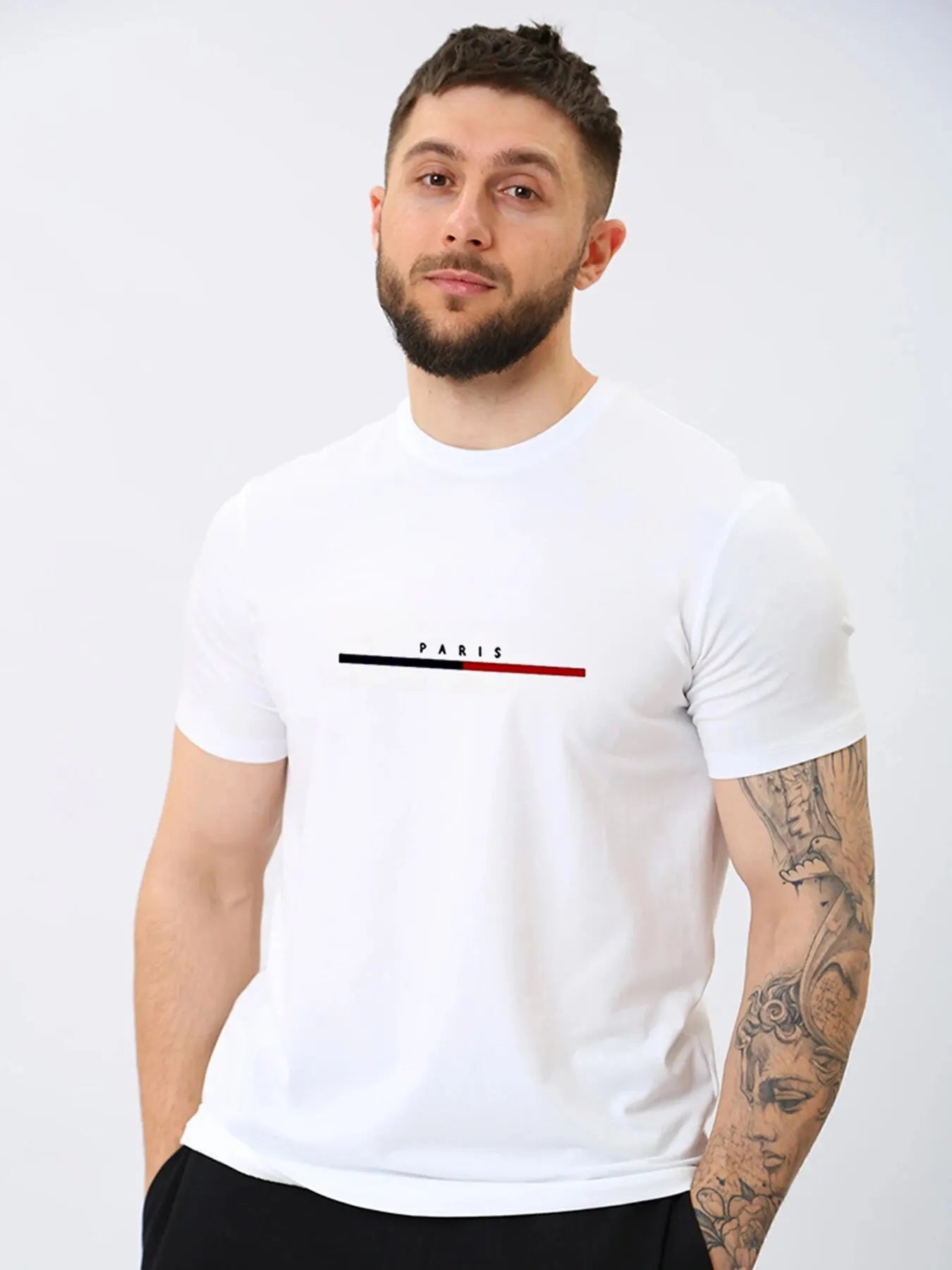 2025 New Digital Print Super Elastic Casual Short-Sleeved Men's Daily Party Home Social T-Shirt Solid Color Vintage Streetwear